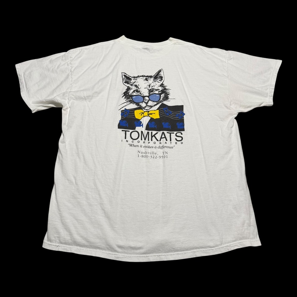 Vintage 90s FOTL Tomkats Incorporated Nashville‎ White Shirt Men's XXL (Fits XL)